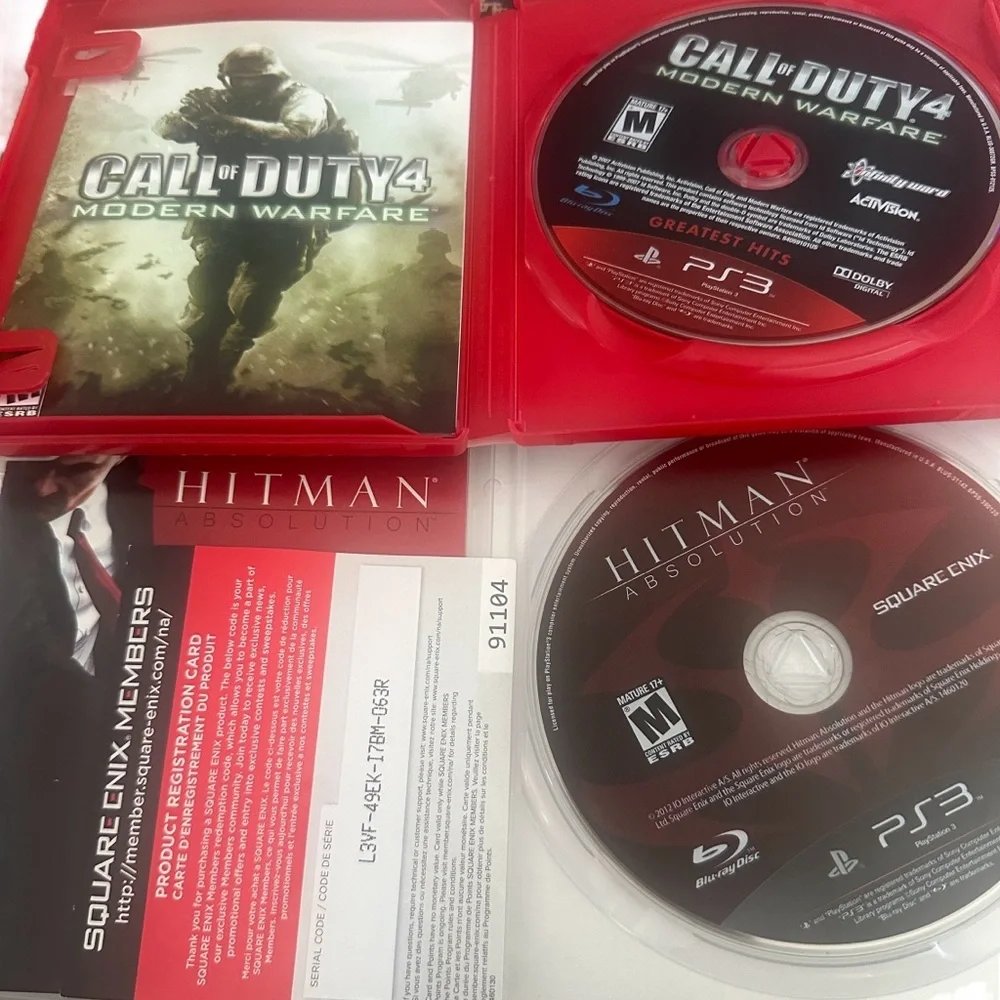 Sony PS3 Game Disc Lot‎ Call of Duty 4 and Hitman
